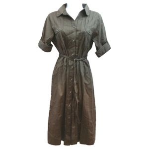 Gap Maternity Dark Brown Belted Cotton Short Dress